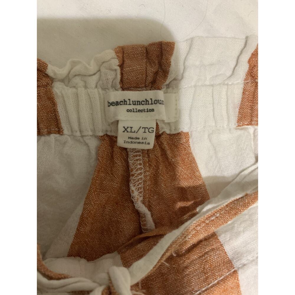 Beach Lunch Lounge Linen Pants Women's White/Orange Stripe Size XL Beachy Boho - Picture 7 of 8